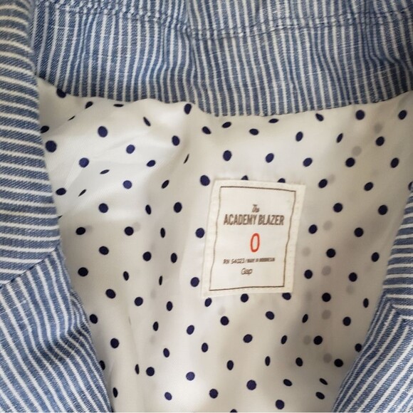 Gap The Academy Blazer Chambray Striped Linen in Blue White size 0 - Picture 4 of 14